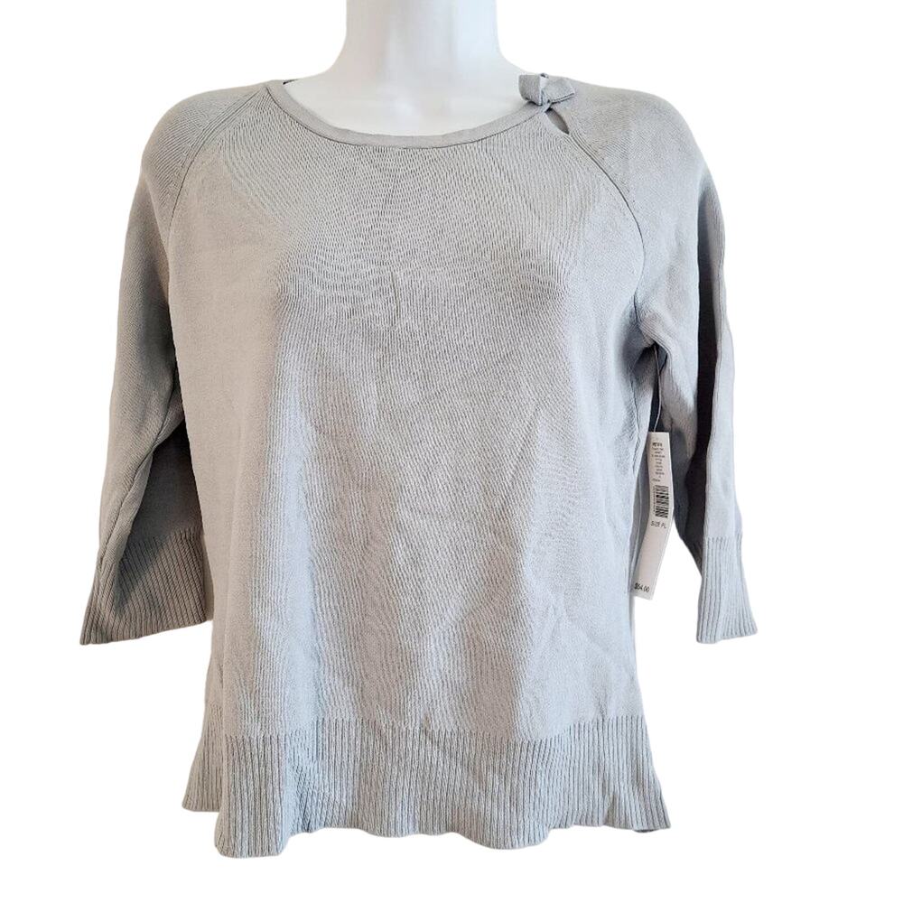 Kate Hill Cut Out Neck 3/4 Sleeve Sweater